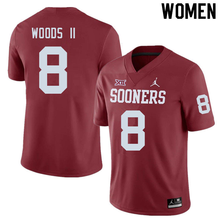 Women #8 Michael Woods II Oklahoma Sooners College Football Jerseys Sale-Crimson - Click Image to Close